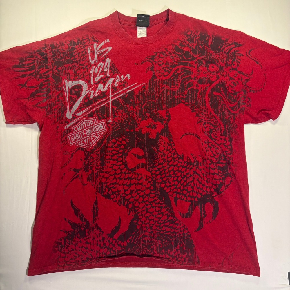 Harley-Davidson US 129 Tail of the Dragon T-Shirt Red XL Tallassee TN Graphic